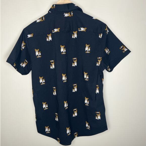 Denim & Flower Ricky Singh Button Up Shirt Small Mens Corgi Dad Dogs Preppy New - Picture 3 of 8